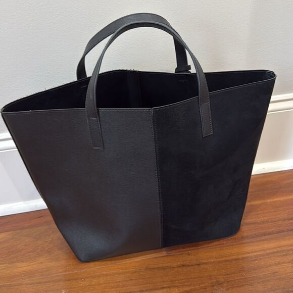 Donna Karen Large Two Tone Vegan Leather and Suede Tote Bag - Picture 4 of 7